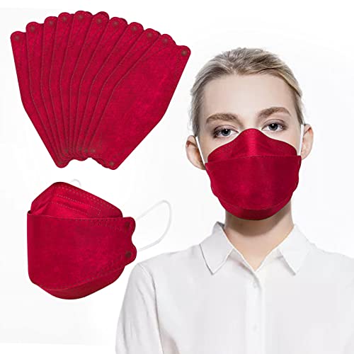 Image of Borje KN95 Face Masks for Adults 50 Pack, 5-Ply Red Disposable Face Mask Against PM 2.5 Smoke & Dust, Filtration Efficiency 95%
