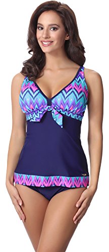 Preisvergleich Produktbild aQuarilla Damen Tankini AQ107(Marineblau / Mehrfarbig, 40)