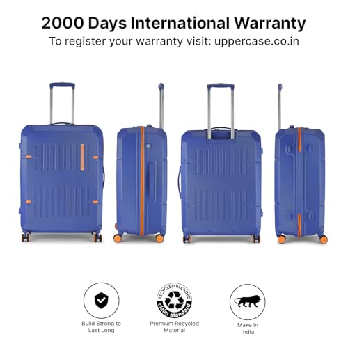 Image of uppercase Hexa Large Solid Trolley Bag with TSA Lock, Durable for Travel, RCS Certified for Sustainability, Anti-Theft Zippers and Double Wheels, Suitcase for Men & Women