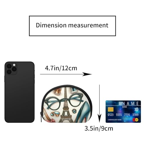 Portable Coin Purse Eiffel-Tower-High-Heel-Glasses Mini Zippered Money Pouch Card Holder2