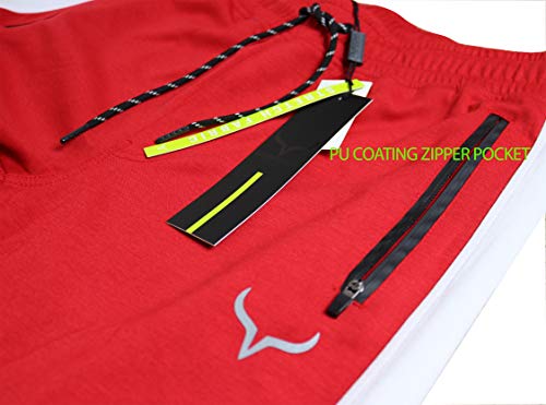 Image of Screenshot SPORTS-A4053 Mens Premium Slim French Terry Spandex Fleece Pants - Athletic Jogger Fitness Workout Gym Zipper Pockets