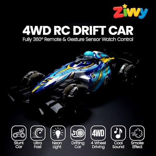 Image of Big Drift Racing RC Car - Blue | 2.4GHz Rechargeable Drift Car with Palm Remote & 100m Range | Drift Mode, Spray Effect, LED Lights & Music | Best Gift for Boys & Girls 2 3 4 5 6 7 8+ Years