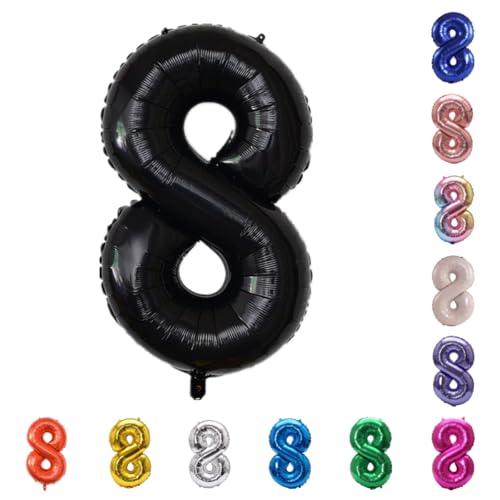Image of YPSelected 32 Inch Large Foil Helium Number Balloon Birthday Wedding Party 0-9 (Black, 8)