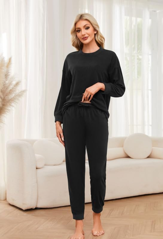 HEARTNICE Womens Pajamas Set Lightweight Fleece Outfit Soft Lounge Pjs Cozy Sleepwear with Jogger Set 2 Piece Long Pullover - Image 5
