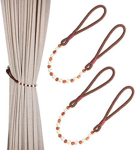 Vankra Pair Of Acrylic Pearl Curtain Tie Backs Curtain Tied Rope Decoration (Grey)