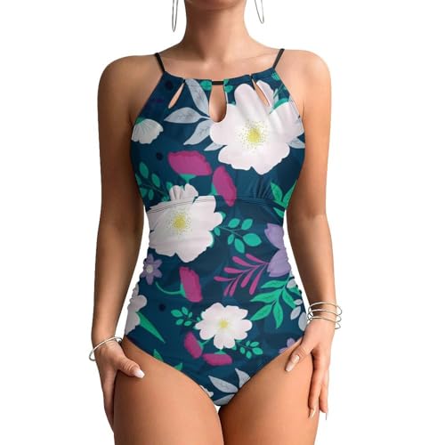 Maillot de bain une pièce gainant à motif fleur avec contrôle du ventre pour plage