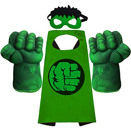 PINKYPIG Superhero Hands Gloves Kids Smash Boxing Glove Big Plush Toys Green Hero Hand with Cape for Boy Girl(B) SS