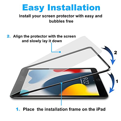 Ambison [2 Pack Matte Tempered Glass Screen Protector Compatible With Ipad 9/8/7Th Generation 10.2"[Install Frame] Anti Glare&Fingerprint/Anti Scratch/Bubble Free/No Dazzling For Drawing/Writing/Game #TOP2