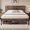 Lifezone Queen Bed Frame with Headboard and Footboard, Metal Queen Bed Frame with Under-Bed Storage, All-Metal Support System, No Box Spring Needed, Easily Assemble, Rustic Brown