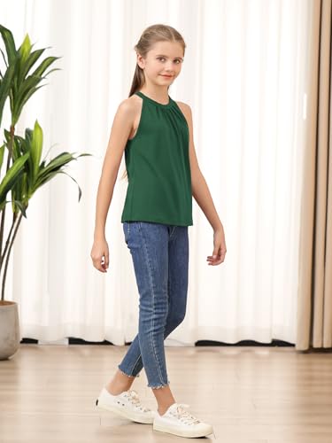 Image of GORLYA 2 Pack Girls Halter Neck Summer Sleeveless Shirt Multipacks Casual Curvy Tank Tops for 6-14Y