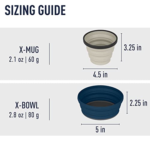 Sea To Summit X-Set Collapsible Camping Dinnerware Set With Zippered Pouch, 2Pc (Mug & Bowl), Navy/Sand #TOP3