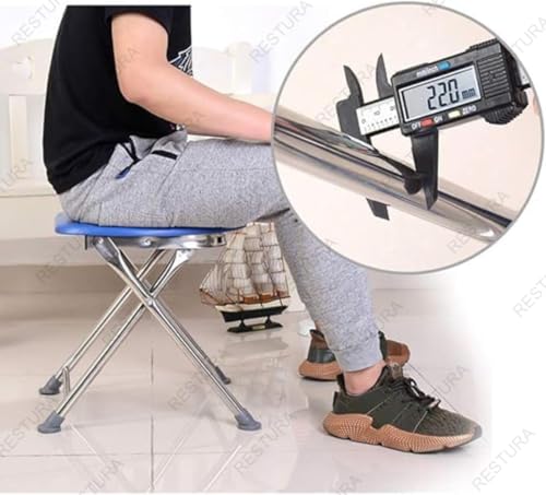 Image of Commode Chair with Pot Portable Stainless Steel Toilet for Pregnant Women and Seniors Indian Style Toilet Stool, Heavy-Duty Chair Durable & Convenient for Camping, Travel (Blue)