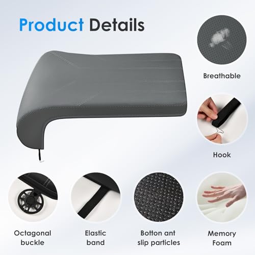 Image of FLORICH Car Seat Extender Leg Extender Support Cushion for Driver Seats Office Chair, Leather Carseat Leg Support for Long Drivers Universal Car Seat Cushion Legs Rest Pads-Grey