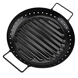 Tofficu Grillpfanne aus Kohlenstoffstahl mit Griff Robuste Antihaft Grillplatte für Camping und Outdoor Abendessen Schwarz Multifunktional für Gaskocher und Barbecue