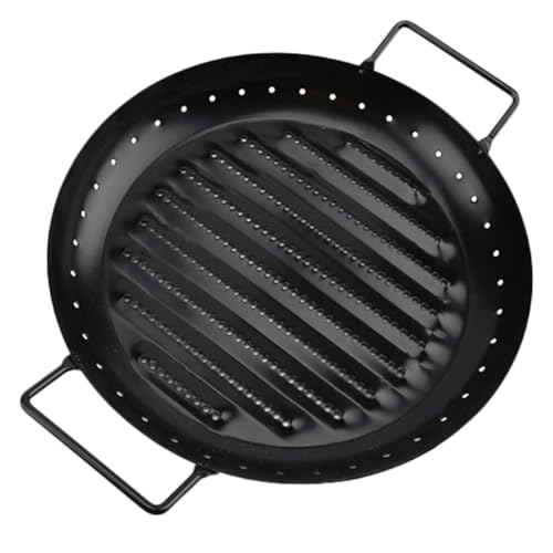 jojofuny Plaque de Cuisson pour Barbecue Ronde en Acier Carbone Noir, Facile à Nettoyer, pour Griller Légumes la Maison Extérieur