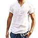 Camisa de manga corta suelta de cuello alto para hombre, blanco, L
