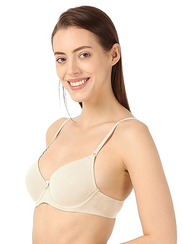 Image of Jockey 1245 Women Under-Wired Padded Super Combed Cotton Elastane Stretch Medium Coverage T-Shirt Bra with Detachable Straps