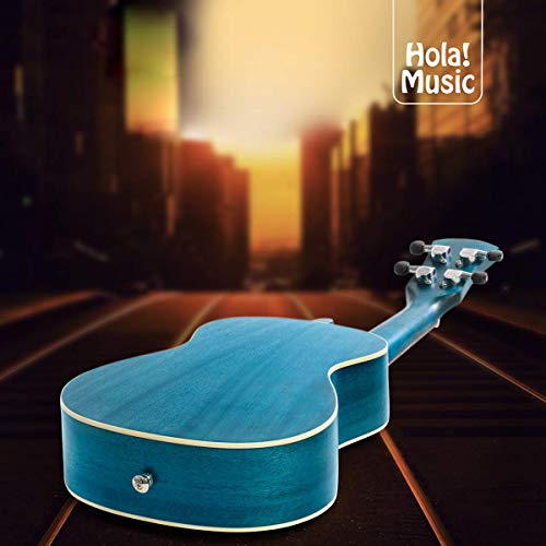 Image of Hola! Music 24 Inch Deluxe Concert Ukulele Bundle, Blue, Gig Bag Included
