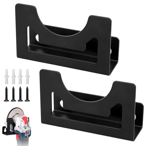 2 Stück Winkelschleifer Halterung, Winkelschleifer Wandhalter 12 x 7 cm Wandhalterung mit Befestigungsmaterial Universal Werkzeughalterung für Schneider Polierer (Schwarz)
