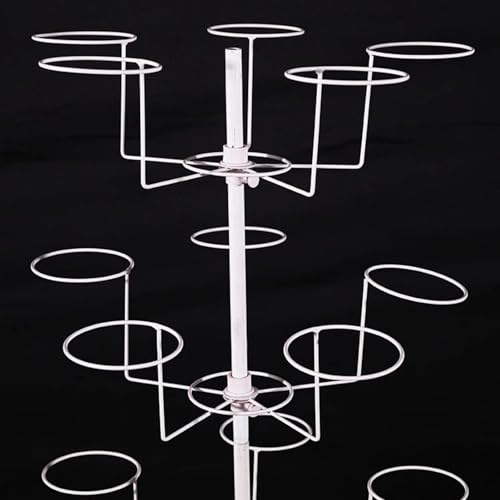 Support pour casques et chapeaux rotatif en métal blanc pour optimiser l'espace