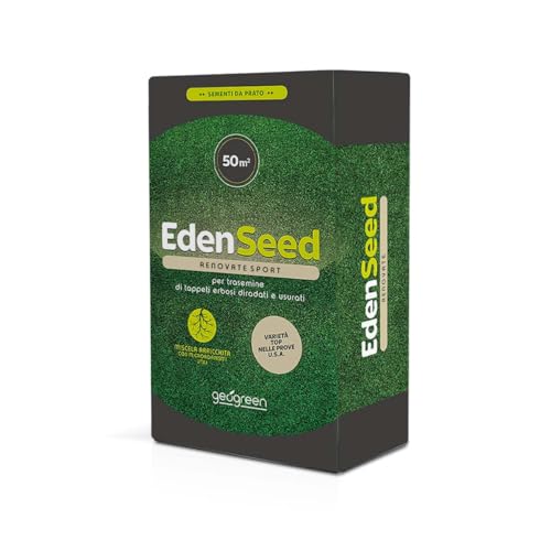GEOGREEN EDEN SEED RENOVATE SPORT mélange de semences – graines de pelouse, gazon naturel – excellente capacité de récupération – installation rapide – avec micro-organismes utiles
