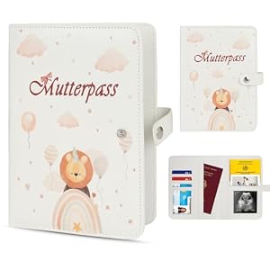 TOGOU2S Mutterpasshülle aus Kunstleder mit 9 Fächern Mutterpass Schutzhülle Ultraschallbildern Aufbewahrung von Versicherungskarten Mutter Kind Pass Hülle Schwangerschaft Verkünden Geschenk