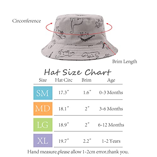 Dinosaur Baby Boys Sun Hat Cotton Toddler Girls Bucket Hats Summer Sun Protect Cap For Kids (Gray Dinosaur, 18.9"(6-12 Months)) #TOP5