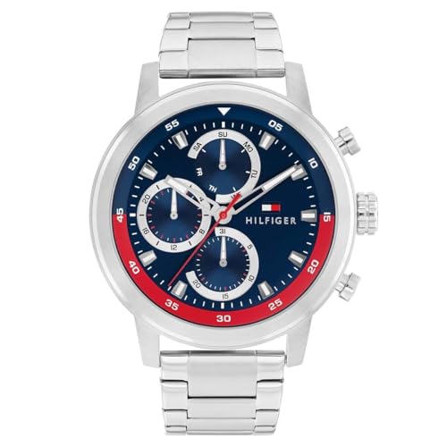 Image of Tommy Hilfiger Rocky Quartz Analog with Blue Dial Silver Stainless Steel Strap Watch for Men - TH1792179