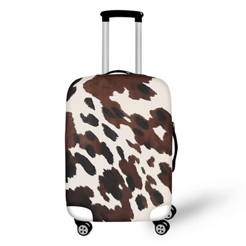Brown Cow Stripes Suitcase Protector Luggage Washable Covers Aesthetic for 18/24/28/32 inch Luggage Girls Women Dustproof and Anti-Scratch
