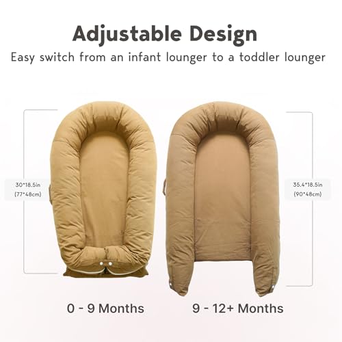 Image of Deluxe Infant Lounger, Baby Nest Cover for Baby Girls & Boys, Newborn Essentials for Baby 0-12 Months, 100% Cotton (GoldenBrown)