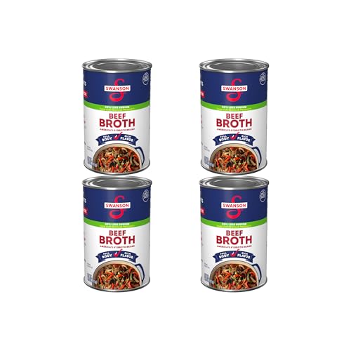 Swanson 50% Less Sodium Beef Broth, 14.5 oz Can (Pack of 4)