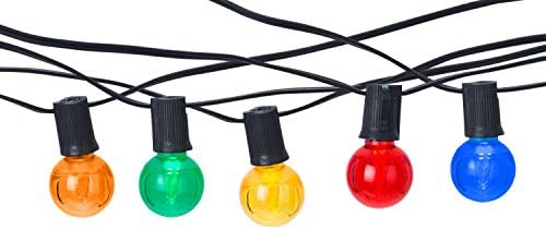Vacation Lighting Outlet Multicolored LED Indoor Out of doors 25′ Patio Industrial Grade Bistro Gentle String, Contains 25 Vitality Environment friendly LED Globe G40 0.58 Watt Bulbs – E12, C7 (Black)