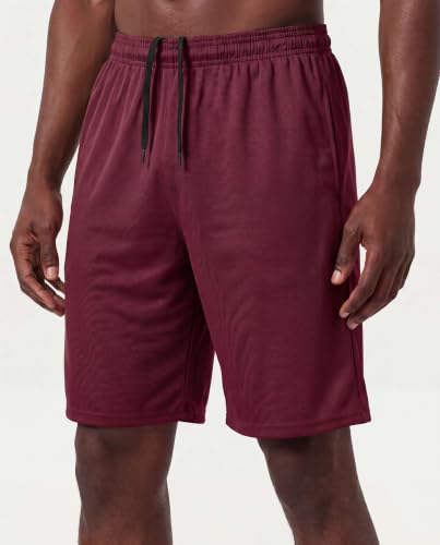 Image of 5 Pack Men's Mesh Shorts 9 inch Long Athletic Running Workout Gym Basketball | Elastic Drawstring Waistband, Casual, Lounge, Outdoor Shorts with Pockets, Moisture Wicking, Cooling, Quick Dry, Activewear