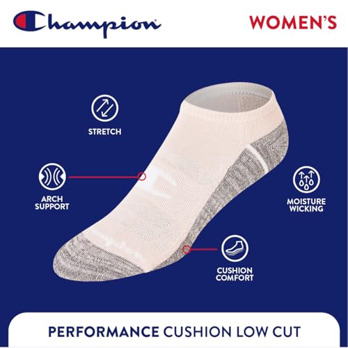 Image of Champion Women's Low Cut Beathable Moisture-Wicking Athletic Socks (6-Pack)
