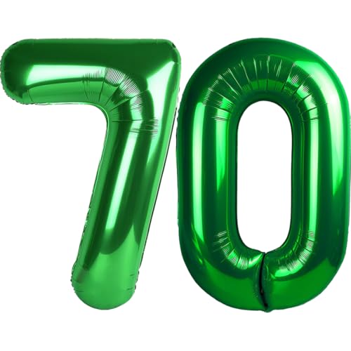 Image of Number Balloons Green Party Balloon - Giant Number 70 Balloon, 40 Inch Large Balloon for St. Patrick's Day Games Theme Birthday Decoration, Girls Boys Party Supplies