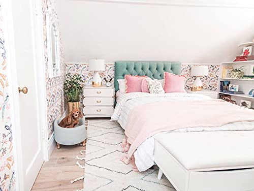 Homepop Home Decor | Upholstered Curved Pet Bed | Luxury Cat & Dog Beds & Furniture | Round Pet Bed Created With Stain Resistant Fabric, Light Green #TOP5