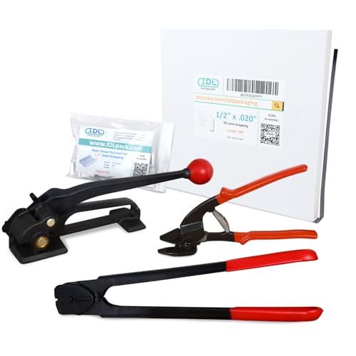 Image of IDL Packaging - B.SSK.12.300 1 /2 inch x 300 ft. Steel Strapping Kit, 1100 lbs. Break Strength - Include Consumables for up to 150 Strapping Cycles