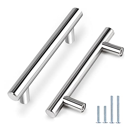 Image of Probrico 15 Pack | 3-3 /4 Inch Polished Chrome Cabinet Pulls, 6 Inches Total Length, Stainless Steel Kitchen Cabinet Hardware, Chrome Drawer Pulls