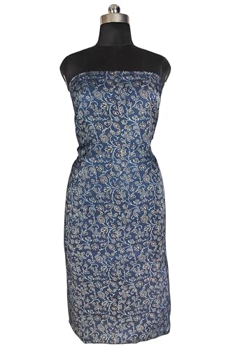 Image of Ethnics of Kutch Womens's Ajrakh Modal Silk Natural Dye Hand Block Print Unstitched Kurta Fabric