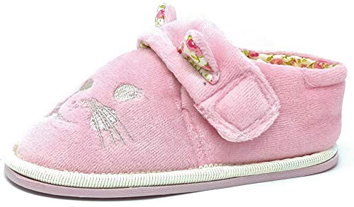 Carcassi Pantoufles pour enfants filles garçons motif lion rose, brun clair, citron vert, taille...