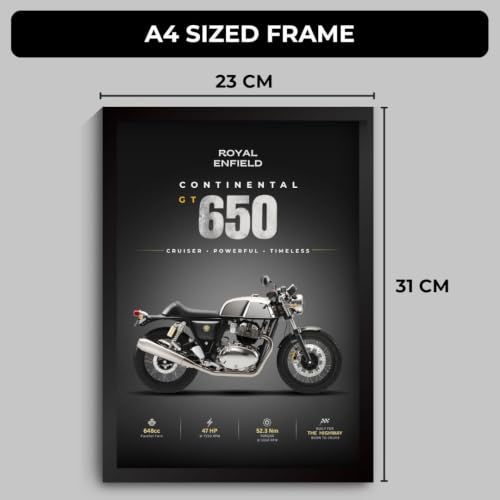 Image of RE Continental GT 650 Mr Clean Poster | Framed RE Continental GT 650 A4 Sized (31 x 23 cm) | Mr Clean Bike Poster for Wall, Gift for Boys, Bike Frames | Bikes Posters for Wall, Bedroom, Hostel, Study Room (F 195)