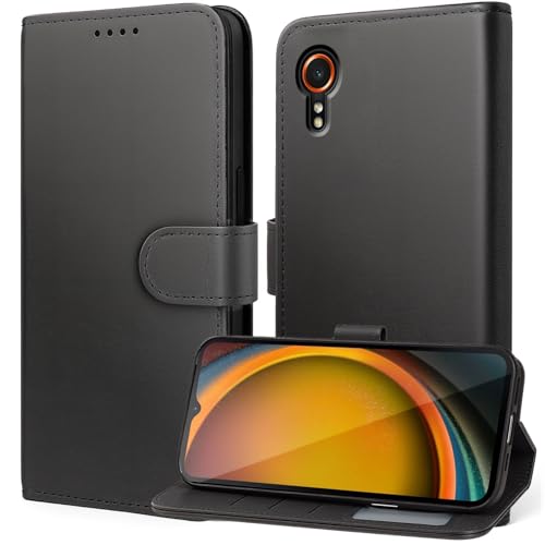 Tawarror Hülle für Samsung Galaxy Xcover 7 Handyhülle Premium Abnehmbar PU Lederhülle für Samsung Xcover 7 Kartenfach Standfunktion Flip Klapphülle Schutzhülle Schwarz