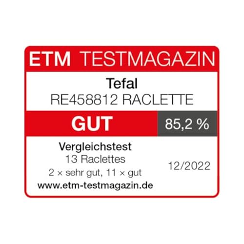 Foto von Tefal Raclette Grill Ambiance, Raclette 10 Personen, inkl. Tischgrill-Funktion, Grillplatte antihaftbeschichtet + spülmaschinengeeignet, abnehmbares 2 Meter-Kabel, schwarz, Edelstahl, 1350W, RE4588