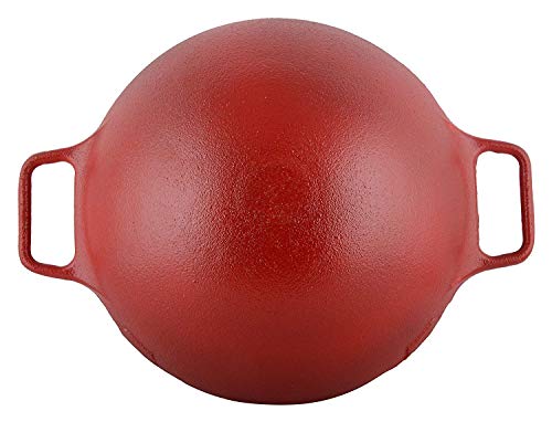Image of FeRus Iron Cooking Kadai for Kitchen Heavy Base Flat Bottom Kadai Karahi Wok Frying Pan Lokhand Cookware Kadhai with Handle (Diameter 26 cm)