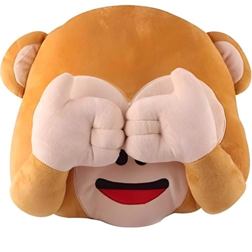 Image of Fun4you Soft Monkey Plush Toy Pillow for Kids - Cute Smiley Monkey Stuffed Animal Cushion, Super Soft Huggable Plush Pillow for Baby, Kids & Home Decor (Monkey Pillow Close Eye)