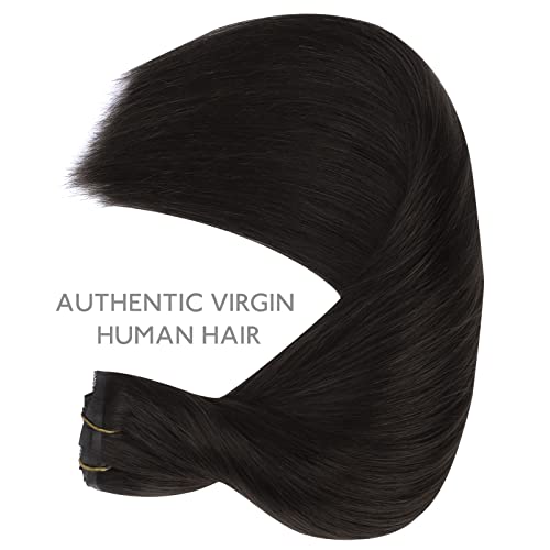 Image of WENNALIFE Invisi Edge Clip in Hair Extensions Human Hair 7pcs Ultra Invisible 50% Thinner Seamless Clip Ins Dark Brown Natural Remy Hair 16 inch