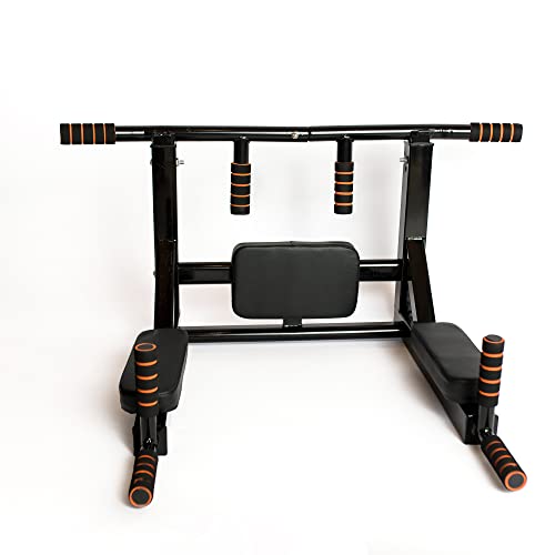 Pull-Up Bar Wall Mount, Doorway Pullup Bars, Adjustable Bars for Home Workout Equipment, Chest, Triceps, Biceps, Shoulders, and Abs measure 37” W by 22.5” D by 18” H.