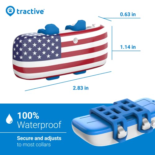Tractive Gps Pet Tracker For Dogs - Waterproof, Gps Location & Smart Activity Tracker, Unlimited Range, Works With Any Collar (White With Us Flag Cover) #TOP1