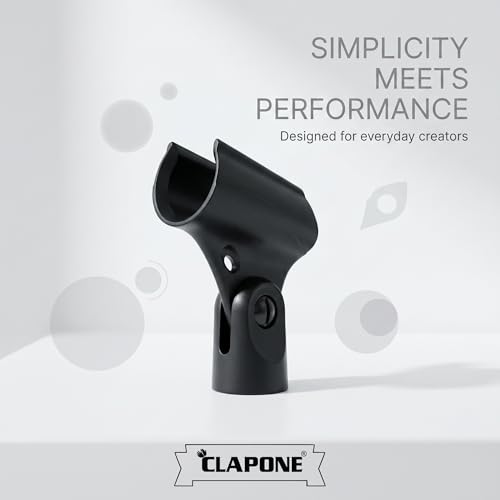 Image of CLAPONE Microphone Mic Holder, Adjustable Angle Clip for Stand Rubber Flexible Microphone Clip Black Wireless Clamp for Mics Stand Handheld (Black, New Mic Holder (2PCS))