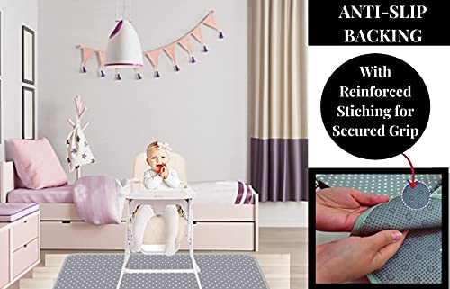 Splat Mat for Under High Chair - Splash Mat | Large 51" x 46" Size | Washable & Water Resistant | Avoid Messes | Multiple Uses | Easy to Wipe | Quick Drying - Comes w/Carrying case for Floor & Table